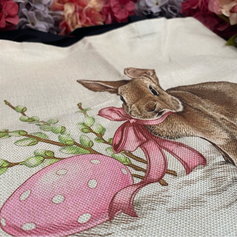 Eco-Friendly Bunny with Pink Egg Folding Tote Bag - Picture 7 of 13